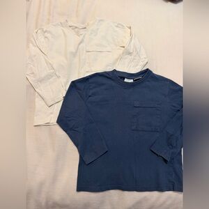 Long Sleeve Pocket Tee Duo - Navy & Cream